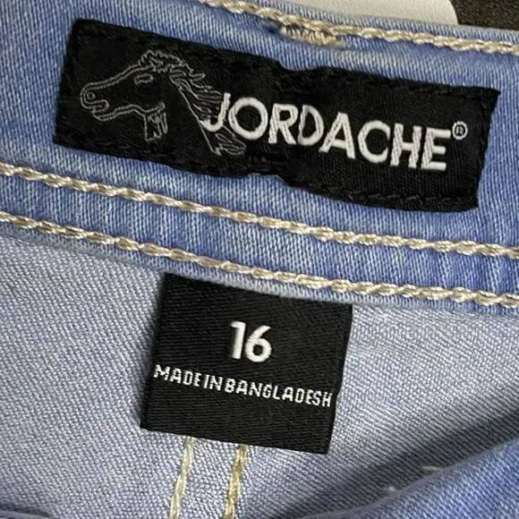Jordache Bermuda Shorts Girls 16 Blue Casual Pockets Y2K Retro Stretch Academia - Picture 4 of 7
